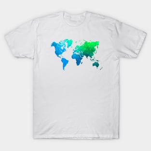 world map green blue #worldmap #map T-Shirt